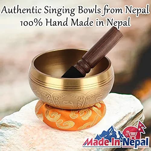 Relaehih Tibetan Singing Bowl Set 4 Inch (10.16 cm) | Authentic Nepal Handmade Meditation Chakra Sound Bowl thumbnail 4