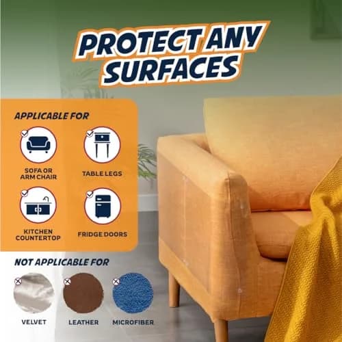 Panther Armor Clear Furniture Protector Sheets 12-Pack (6 XL + 6 L) | Protects Fabric Sofas & Chairs from Cat Claws thumbnail 6