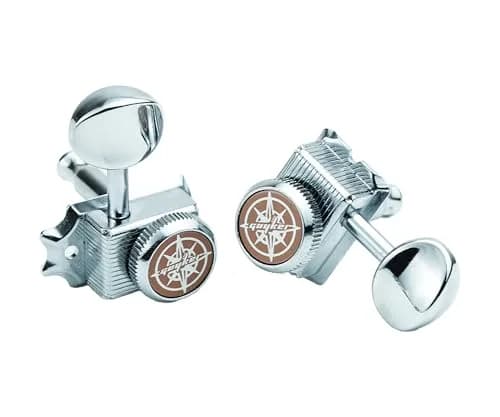 Guyker 6 Inline Vintage Guitar Locking Tuners, 9mm Hole Diameter | Chrome Plated Metal Machine Heads for Electric & Acoustic Guitars (6-Piece Set) thumbnail 5