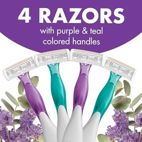 BIC Soleil 4 Escape Womens Disposable Razors, 4-Blade, 4-Pack, Lavender | Comfortable, Travel-Friendly Shaving thumbnail 3