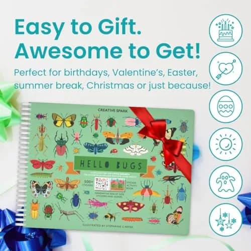 Cupkin Hello Bugs Sticker Book Activity for Kids | 500+ Stickers, 12 Scenes, 12 Coloring Pages thumbnail 7