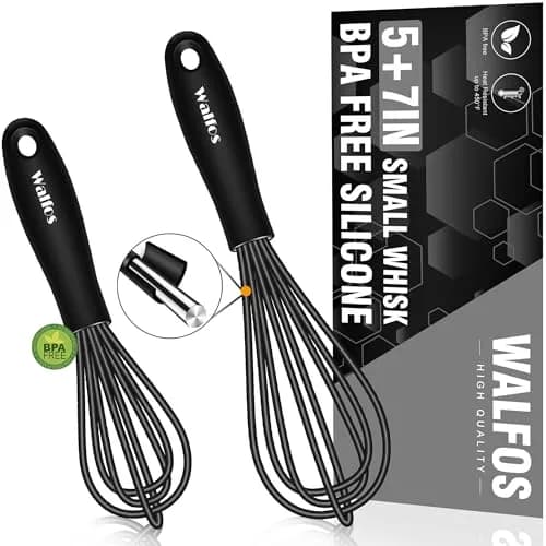 Walfos Mini Whisk 5.5in & 7.5in (14cm & 19cm) | Silicone Coated Stainless Steel for Non-Stick Cookware thumbnail 1