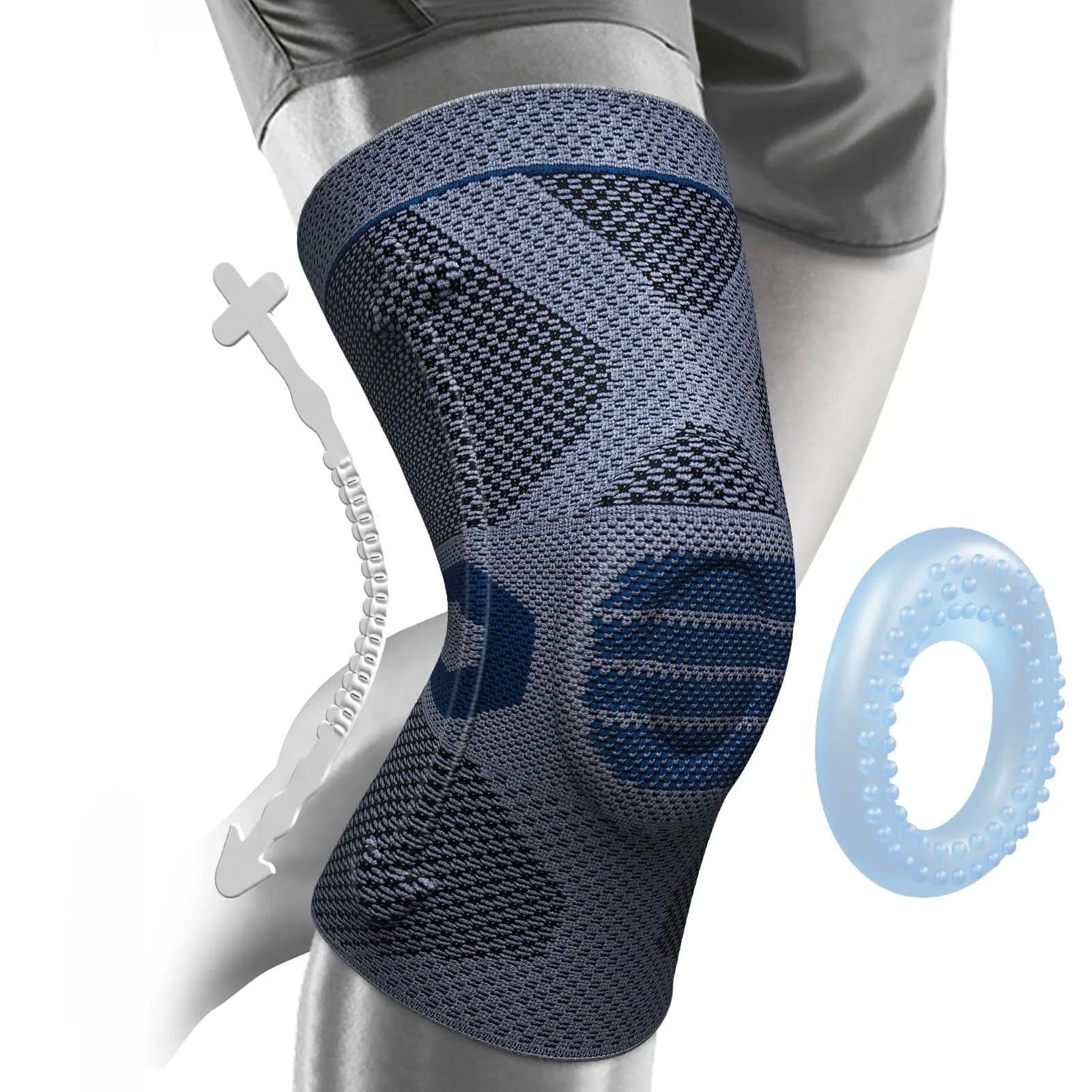 NEENCA Professional Knee Brace for Pain Relief | Medical Support with Patella Pad & Stabilizers, FSA/HSA Approved — Upgraded Version - Navy Blue / Large