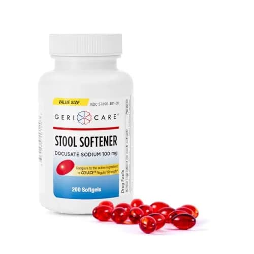 GeriCare Docusate Sodium Stool Softener 100mg | Gentle Constipation Relief for Adults, 200 Softgels thumbnail 1