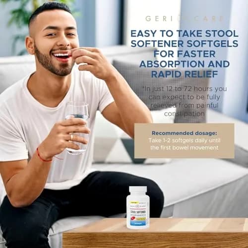 GeriCare Docusate Sodium Stool Softener 100mg | Gentle Constipation Relief for Adults, 200 Softgels thumbnail 5
