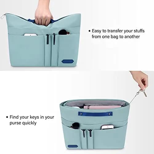 HyFanStr Green XL Tote Bag Organizer Insert with 15 Pockets | Waterproof Nylon Liner thumbnail 4
