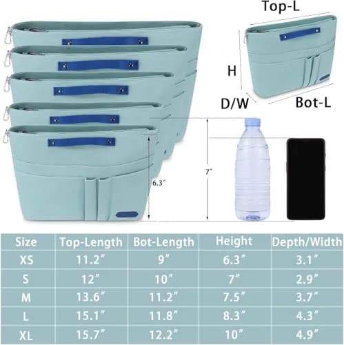 HyFanStr Green XL Tote Bag Organizer Insert with 15 Pockets | Waterproof Nylon Liner thumbnail 2