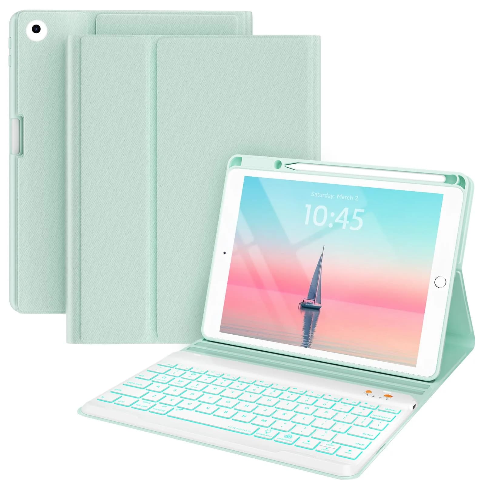 BLUTLOTUS Keyboard Case for iPad 5th/6th Gen 9.7 Inch | Wireless Backlit Detachable Keyboard — With Pencil Holder