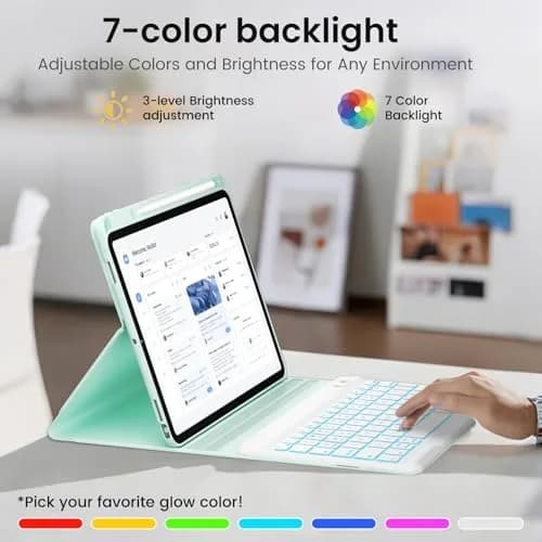 BLUTLOTUS Keyboard Case for iPad 5th/6th Gen 9.7" | Wireless Backlit Detachable Keyboard with Pencil Holder thumbnail 7