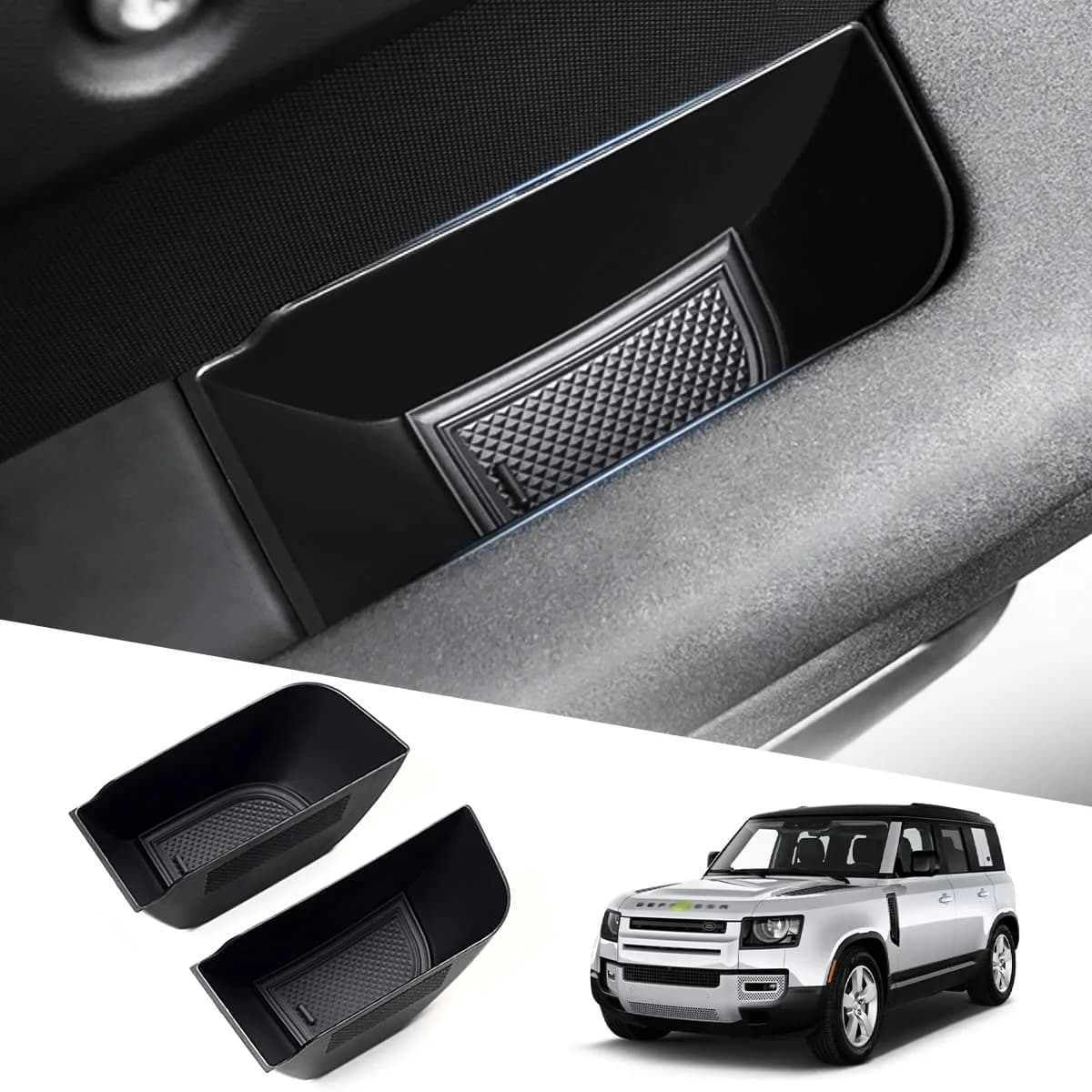 Karltys Center Console Organizer for Land Rover Defender 90 110 130 2020-2026 (Standard Size, Black) | ABS Insert Tray with Multiple Compartments — Door Side Organizer