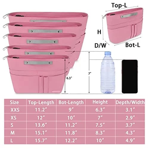HyFanStr Pink Caddy | 15 Pockets Handbag Organizer Insert for Women, Tote Bag Inside Liner thumbnail 5
