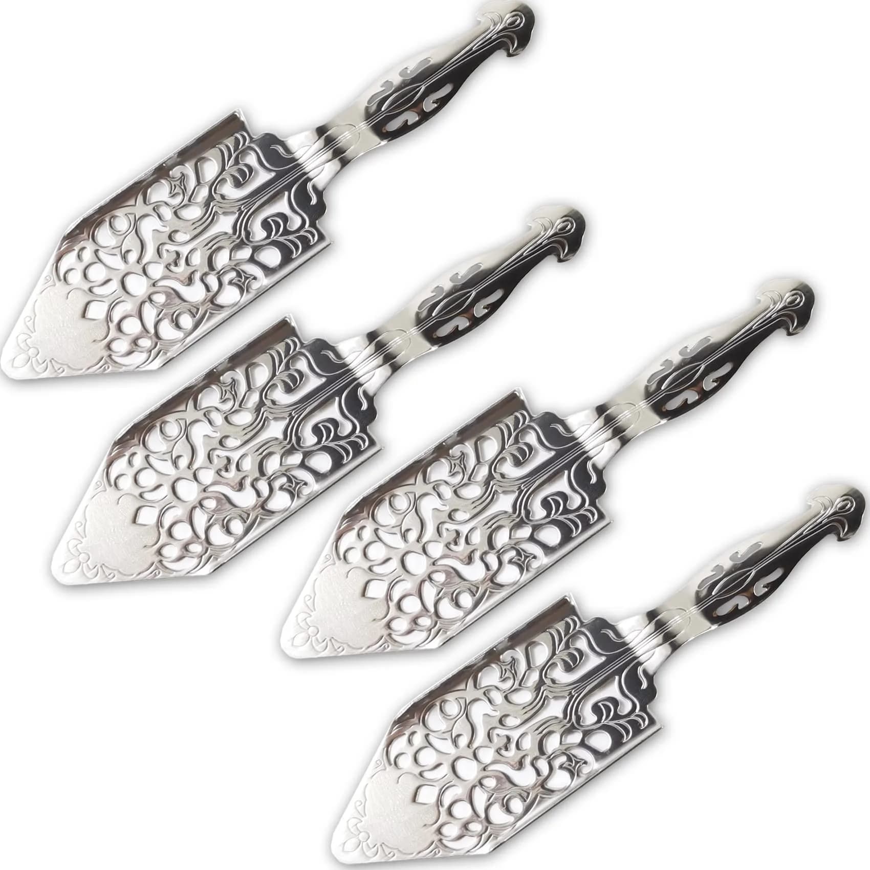 NSBELL 4PCS Stainless Steel Absinthe Spoons Vintage Wormwood Cocktail Bar Glass Cup Drinking Filter Hollowed Out Absinthe Fountain Spoon Dripper (4) | 16.5 cm (6.5 inch)