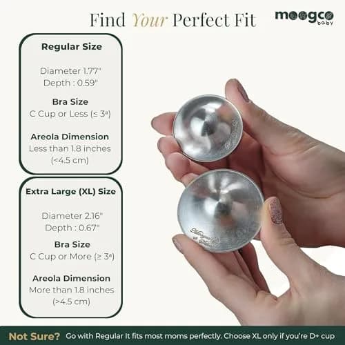 MOOGCO Original Silver Nursing Cups X-Large | 925 Sterling Silver Nipple Shields for Breastfeeding Comfort thumbnail 7