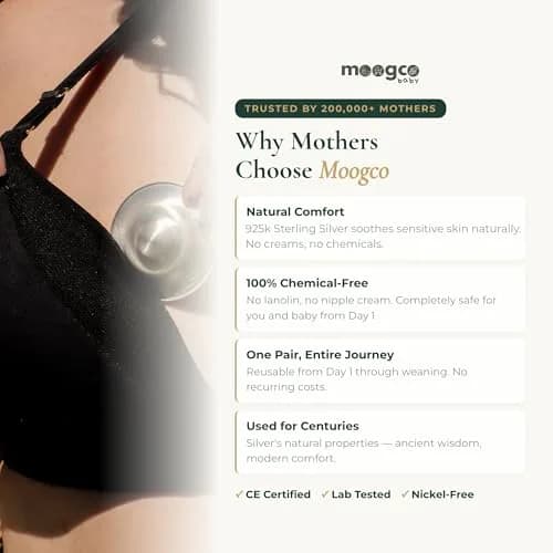 MOOGCO Original Silver Nursing Cups X-Large | 925 Sterling Silver Nipple Shields for Breastfeeding Comfort thumbnail 3