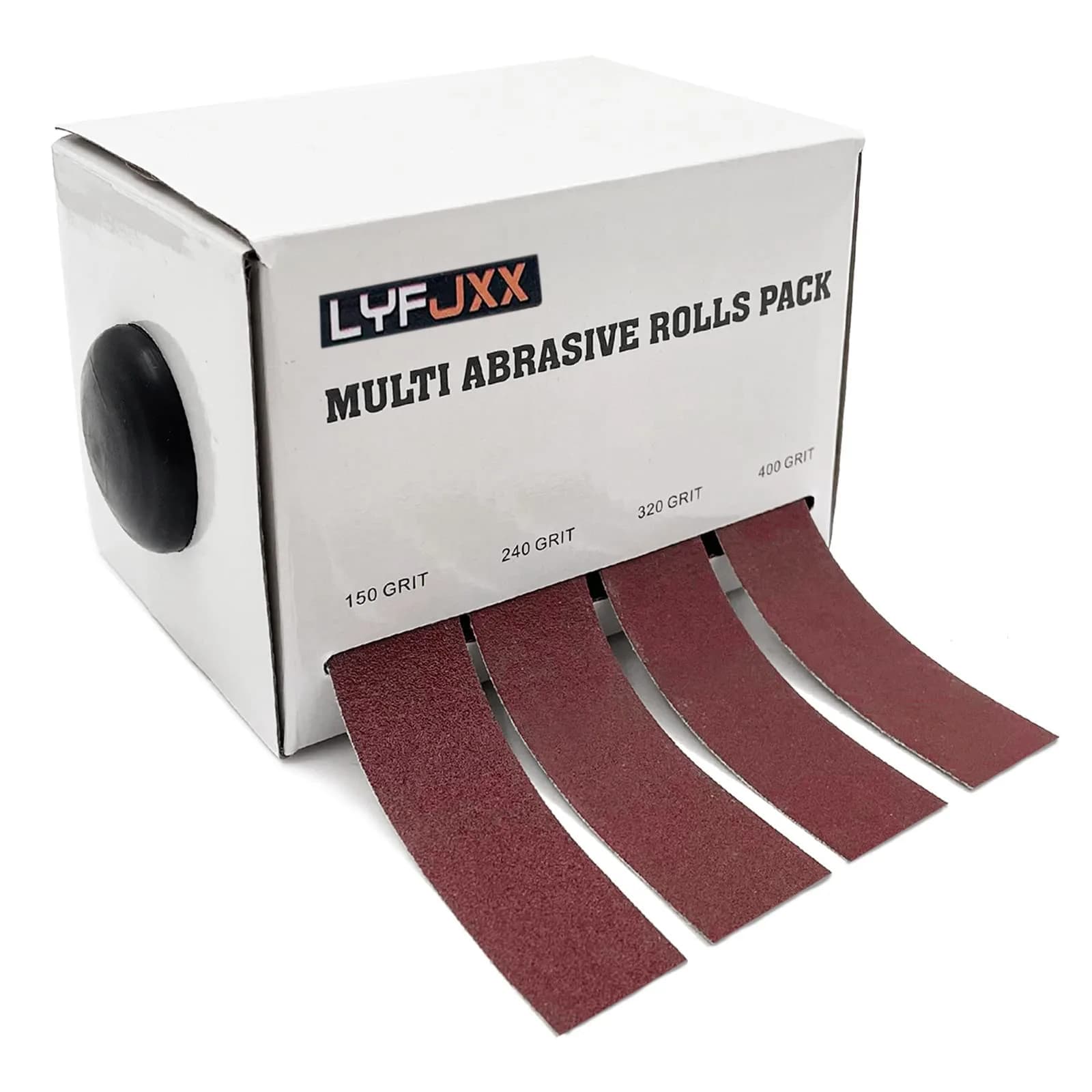 LYFJXX Emery Cloth Roll 25mm x 8m (1" x 26.24') | 4-Grit Assortment for Metal, Wood & More — 4roll8m