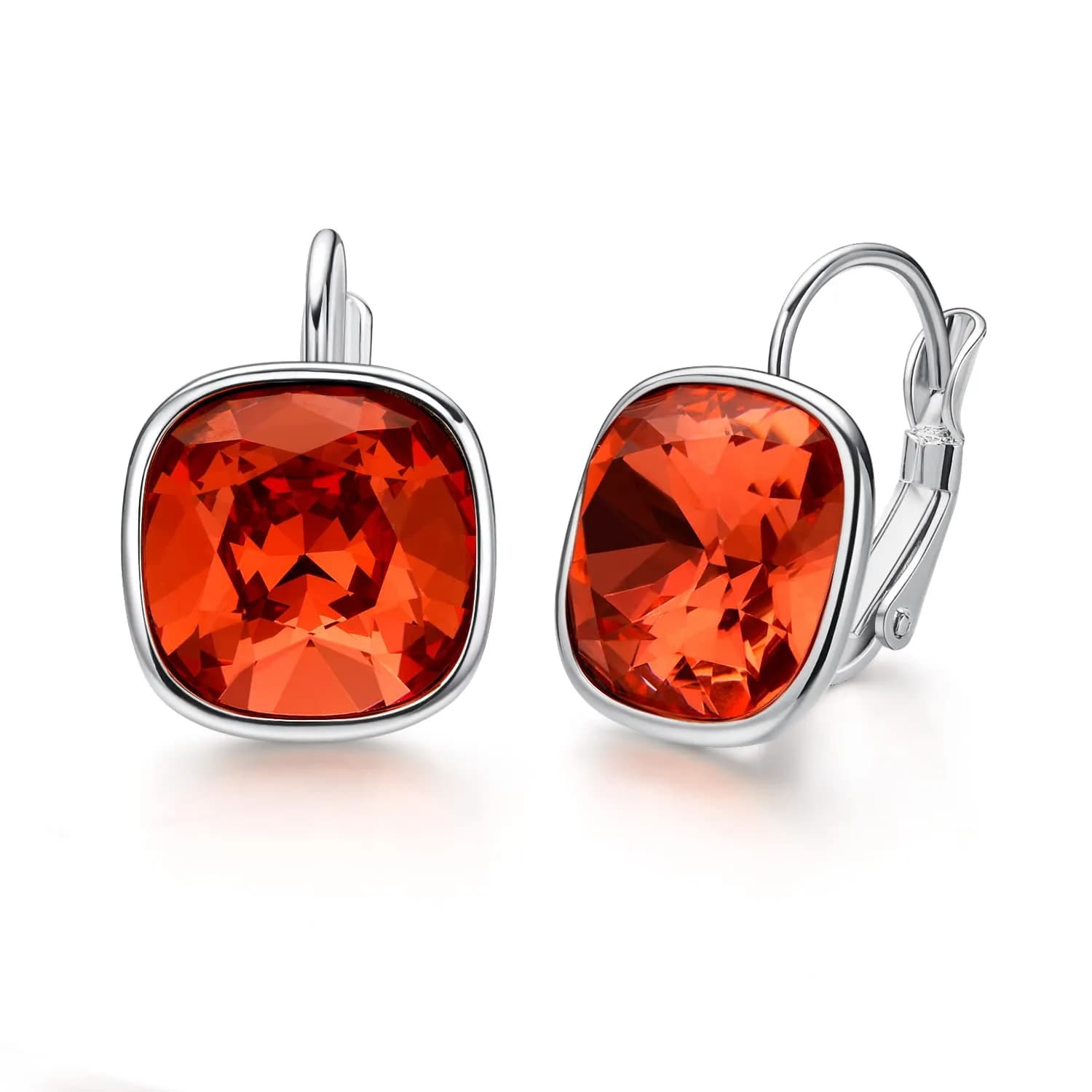 MDFUN Red Bella Drop Earrings Crystals 0.67 inch | 18K White Gold Plated Hypoallergenic Jewelry for Women