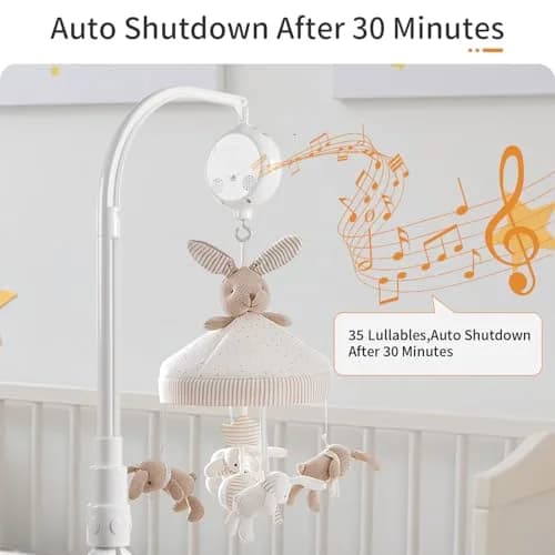 FEISIKE Baby Crib Mobile Arm with Music Box Spin Motor 56cm (22 inch) | 35 Lullabies, Volume Control, 3 Modes thumbnail 8