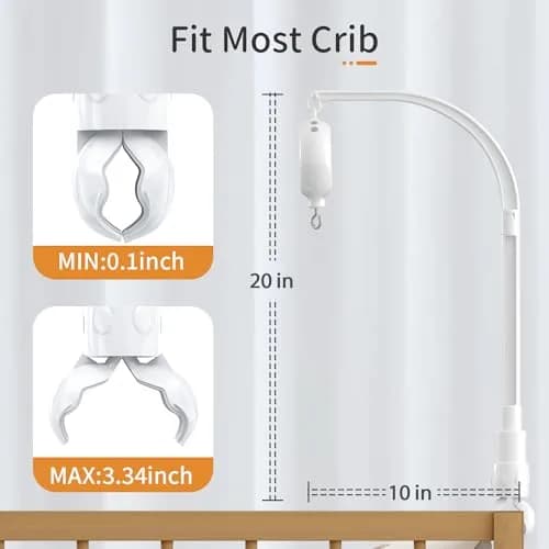 FEISIKE Baby Crib Mobile Arm with Music Box Spin Motor 56cm (22 inch) | 35 Lullabies, Volume Control, 3 Modes thumbnail 2