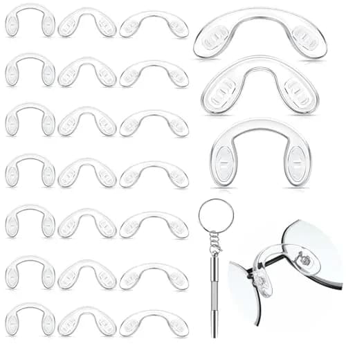 Weewooday Silicone Eyeglasses Nose Pads 24 Pcs | 3 Sizes, U Shape, Clear, Anti Slip, Reusable thumbnail 1