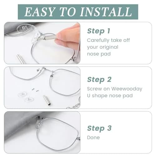 Weewooday Silicone Eyeglasses Nose Pads 24 Pcs | 3 Sizes, U Shape, Clear, Anti Slip, Reusable thumbnail 3