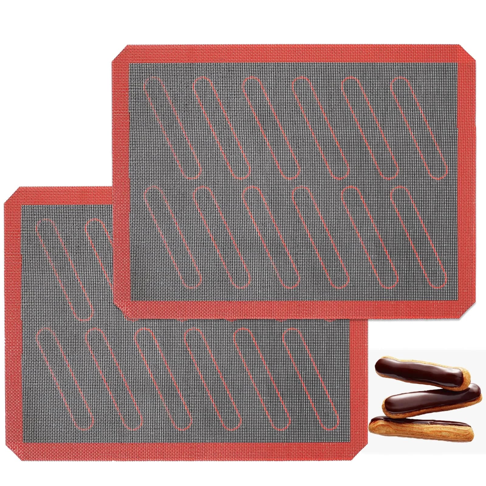 AMYONE Perforated Silicone Baking Mats 2 PCS 30cm (11.8") x 40cm (15.75") | Non-Stick Reusable Oven Liners for Eclairs, Bread, Pastry - main product image