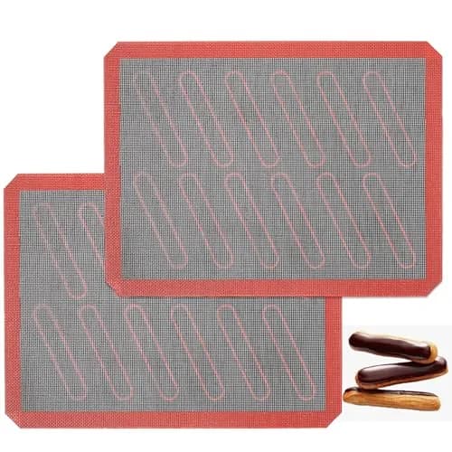 AMYONE Perforated Silicone Baking Mats 2 PCS 30cm (11.8") x 40cm (15.75") | Non-Stick Reusable Oven Liners for Eclairs, Bread, Pastry thumbnail 1