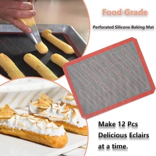 AMYONE Perforated Silicone Baking Mats 2 PCS 30cm (11.8") x 40cm (15.75") | Non-Stick Reusable Oven Liners for Eclairs, Bread, Pastry thumbnail 4