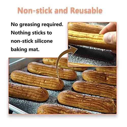 AMYONE Perforated Silicone Baking Mats 2 PCS 30cm (11.8") x 40cm (15.75") | Non-Stick Reusable Oven Liners for Eclairs, Bread, Pastry thumbnail 5