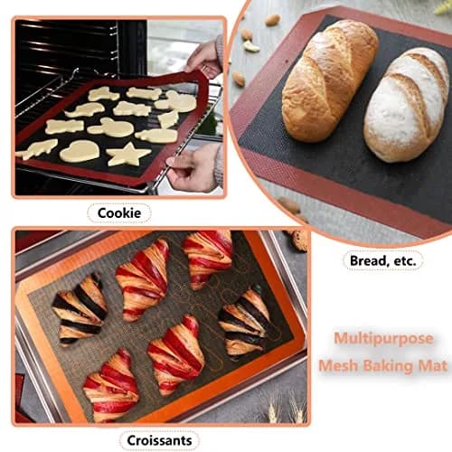 AMYONE Perforated Silicone Baking Mats 2 PCS 30cm (11.8") x 40cm (15.75") | Non-Stick Reusable Oven Liners for Eclairs, Bread, Pastry thumbnail 6