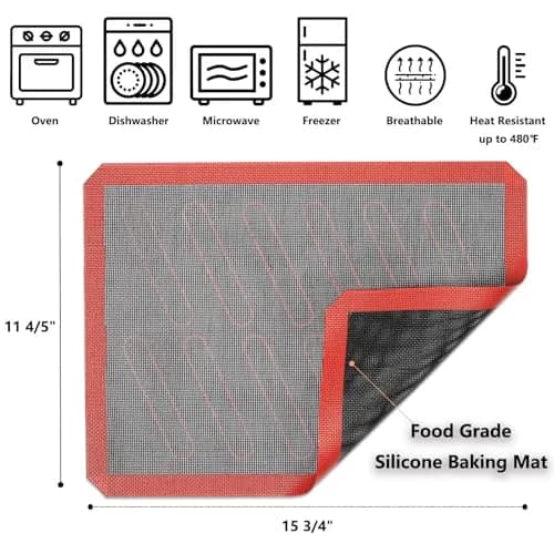 AMYONE Perforated Silicone Baking Mats 2 PCS 30cm (11.8") x 40cm (15.75") | Non-Stick Reusable Oven Liners for Eclairs, Bread, Pastry thumbnail 2