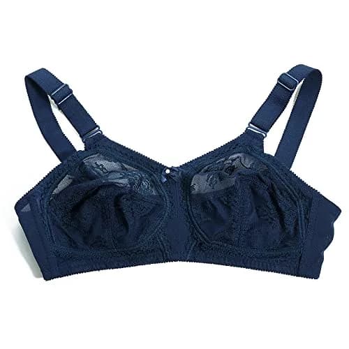 TELIMUSSTO Women's Floral Lace Bra Plus Size Full Coverage Non Wired Non Padded 48I Blue thumbnail 5