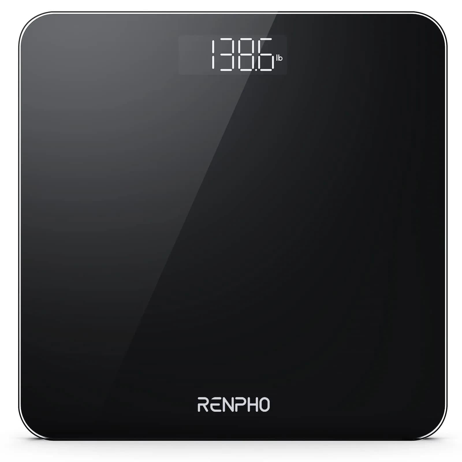 RENPHO Digital Bathroom Scale for Body Weight, 400lbs (180kg) with LED Display, Core 1S | Accurate to 0.1lb (0.05kg) — Black / 11"
