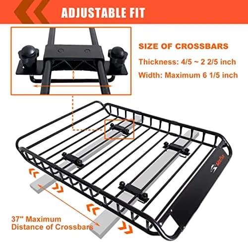 MeeFar Roof Rack Rooftop Cargo Carrier Basket 51"*36"*5" + Waterproof Bag 15 Cu.Ft. thumbnail 6