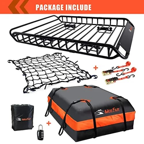 MeeFar Roof Rack Rooftop Cargo Carrier Basket 51"*36"*5" + Waterproof Bag 15 Cu.Ft. thumbnail 2