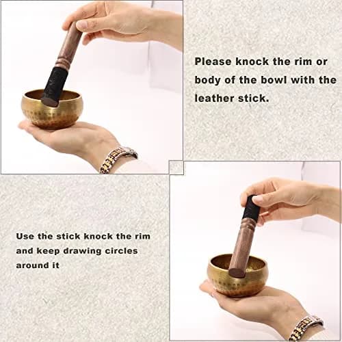 Lgooiin Tibetan Singing Bowls Set, 3.15 inch Handcrafted in Nepal | Chakra & Meditation Tool thumbnail 4
