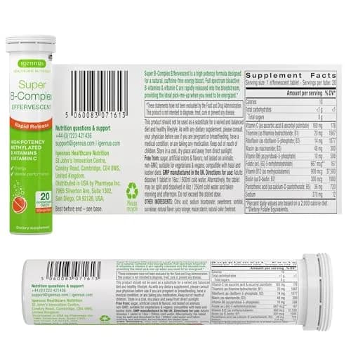 Igennus Super B-Complex Methylated Liquid B-Vitamin Effervescent Supplement Orange 20 Count (Pack of 1) | Bioavailable B-Vitamins for Energy & Mental Clarity thumbnail 6