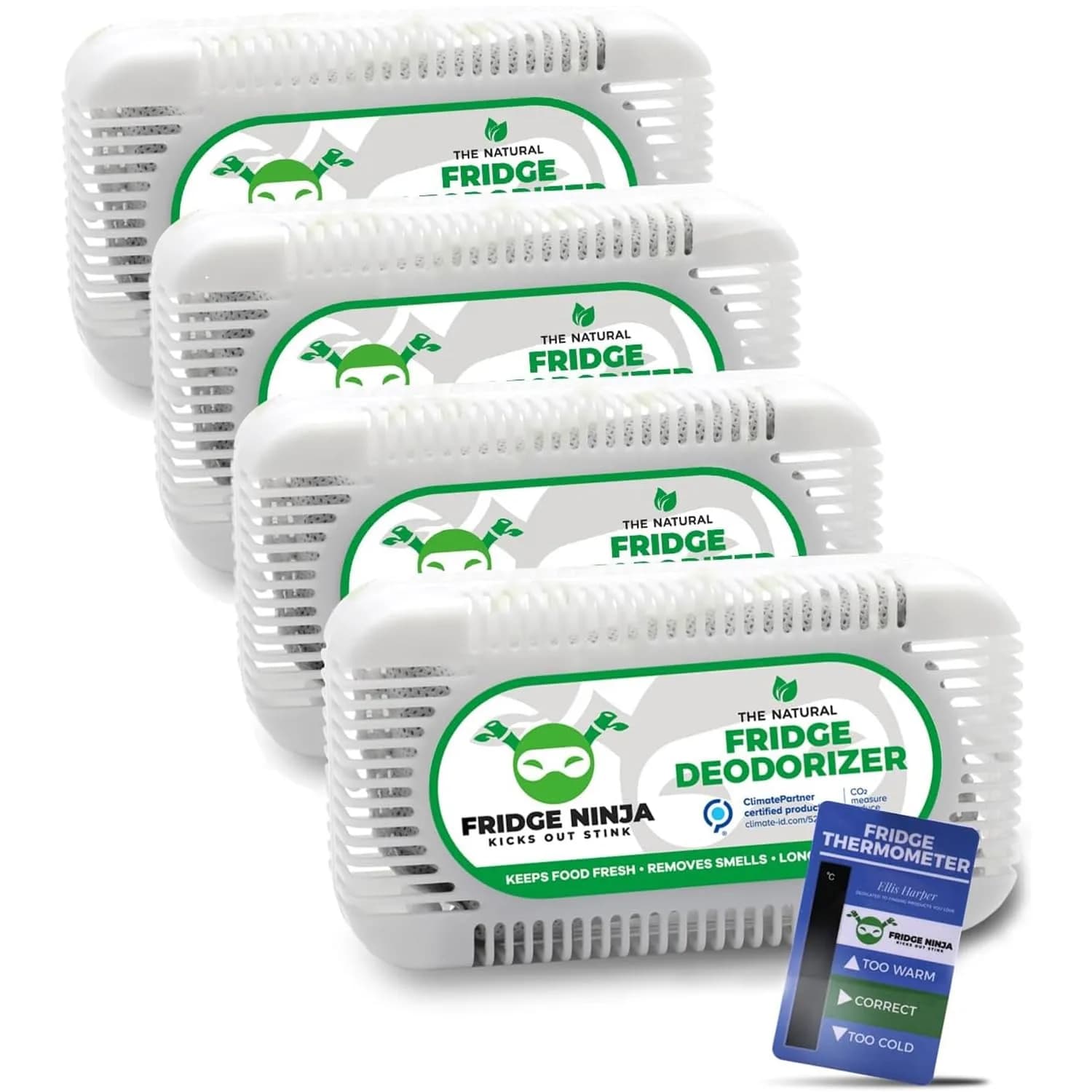 Ellis Harper Fridge Deodorizer 4 Pack | Activated Charcoal Odor Absorber, 240 g, Unscented, Reusable - main product image