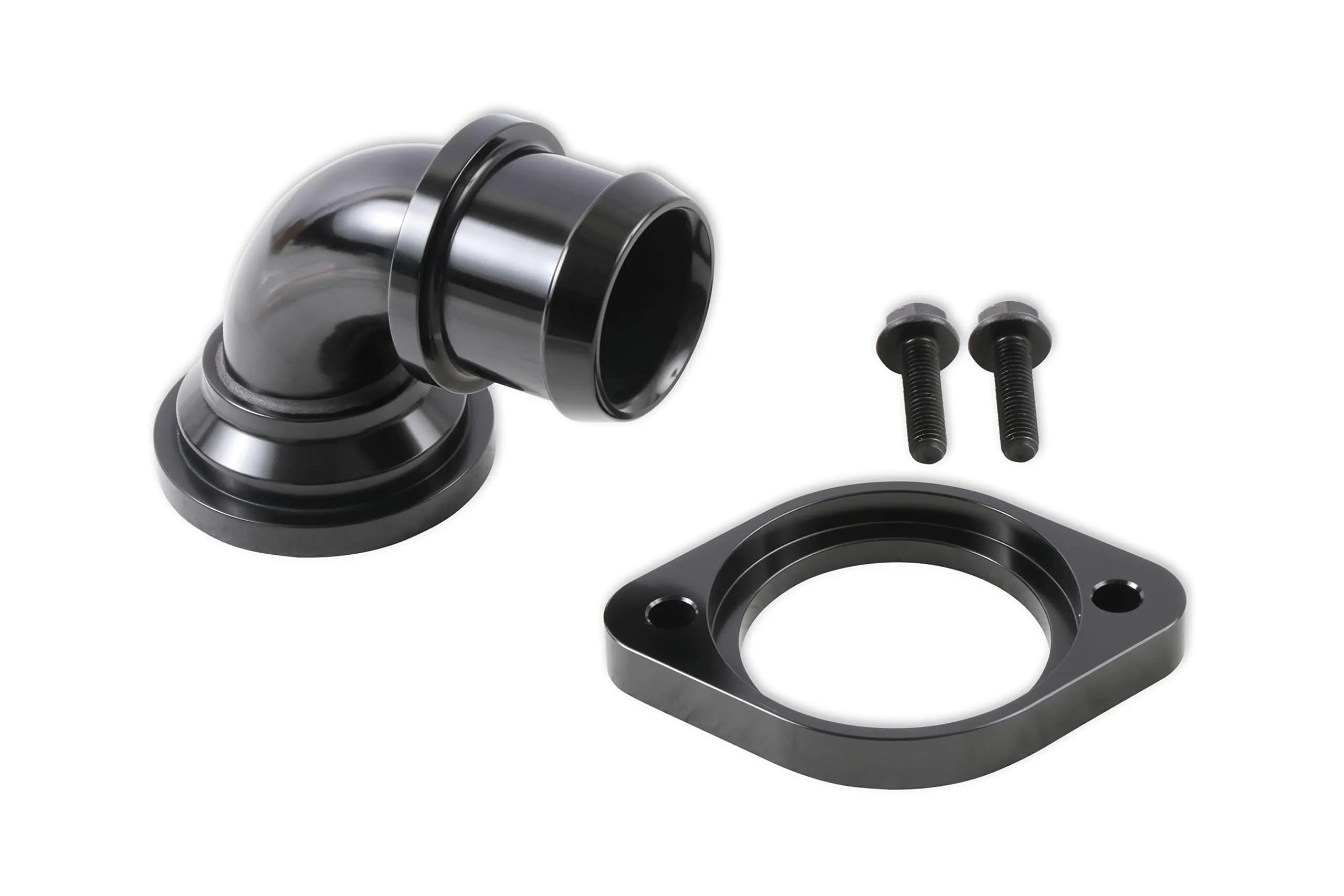 Holley 97-341 Water Neck Swivel 90 Degree Angle Black | Engine Swap Compatible, Corrosion-Resistant Aluminum - main product image