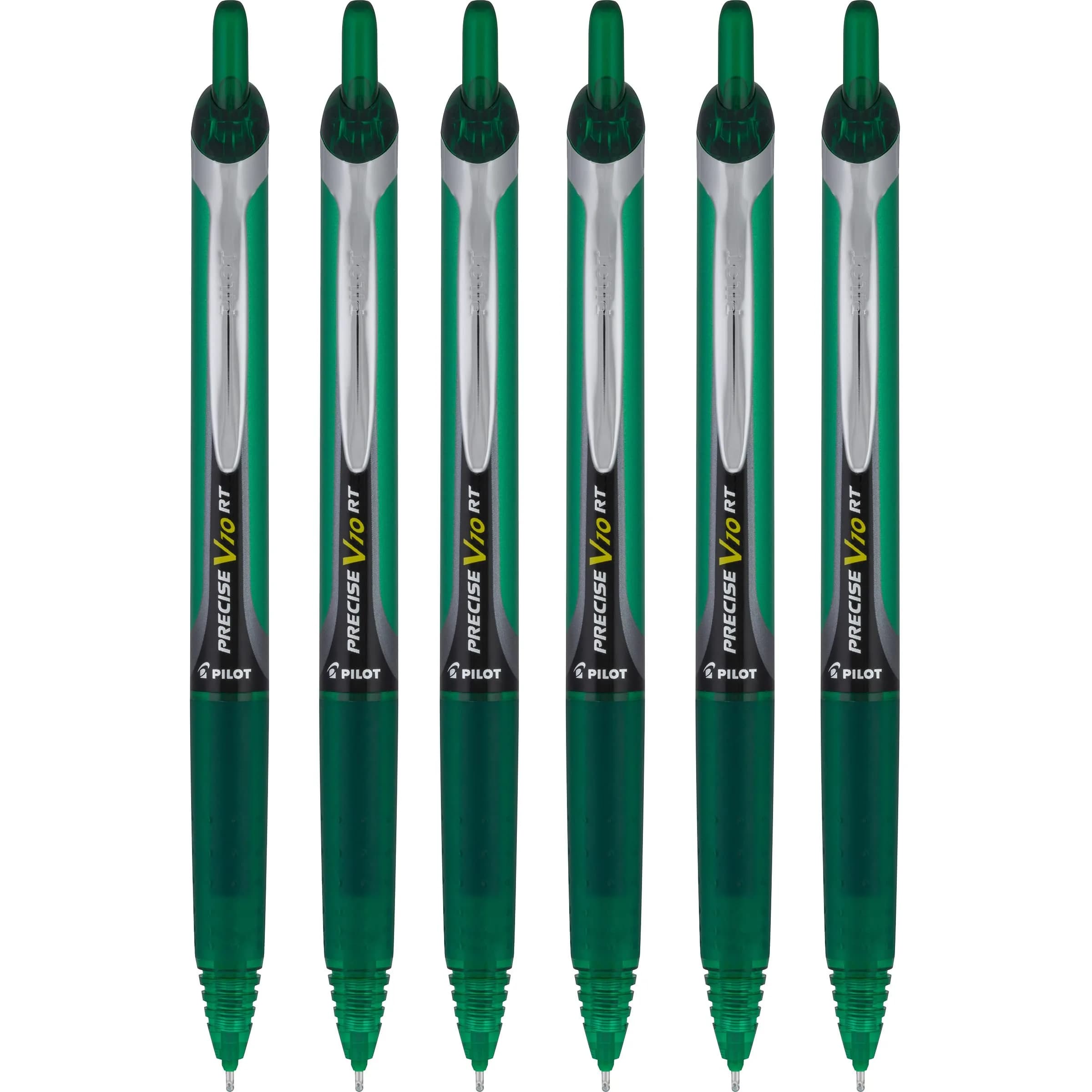 Pilot Precise V10 RT Retractable Rollerball Pens, Bold 1.0mm Green Ink, 6 Count | Smooth Ink Flow Writing Instrument — Green