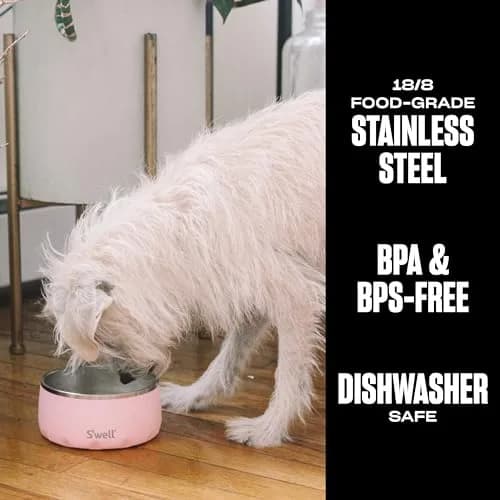 S'well Stainless Steel Pet Bowl 16oz (470ml) Pink Topaz | Non-Slip Base for Dogs thumbnail 2
