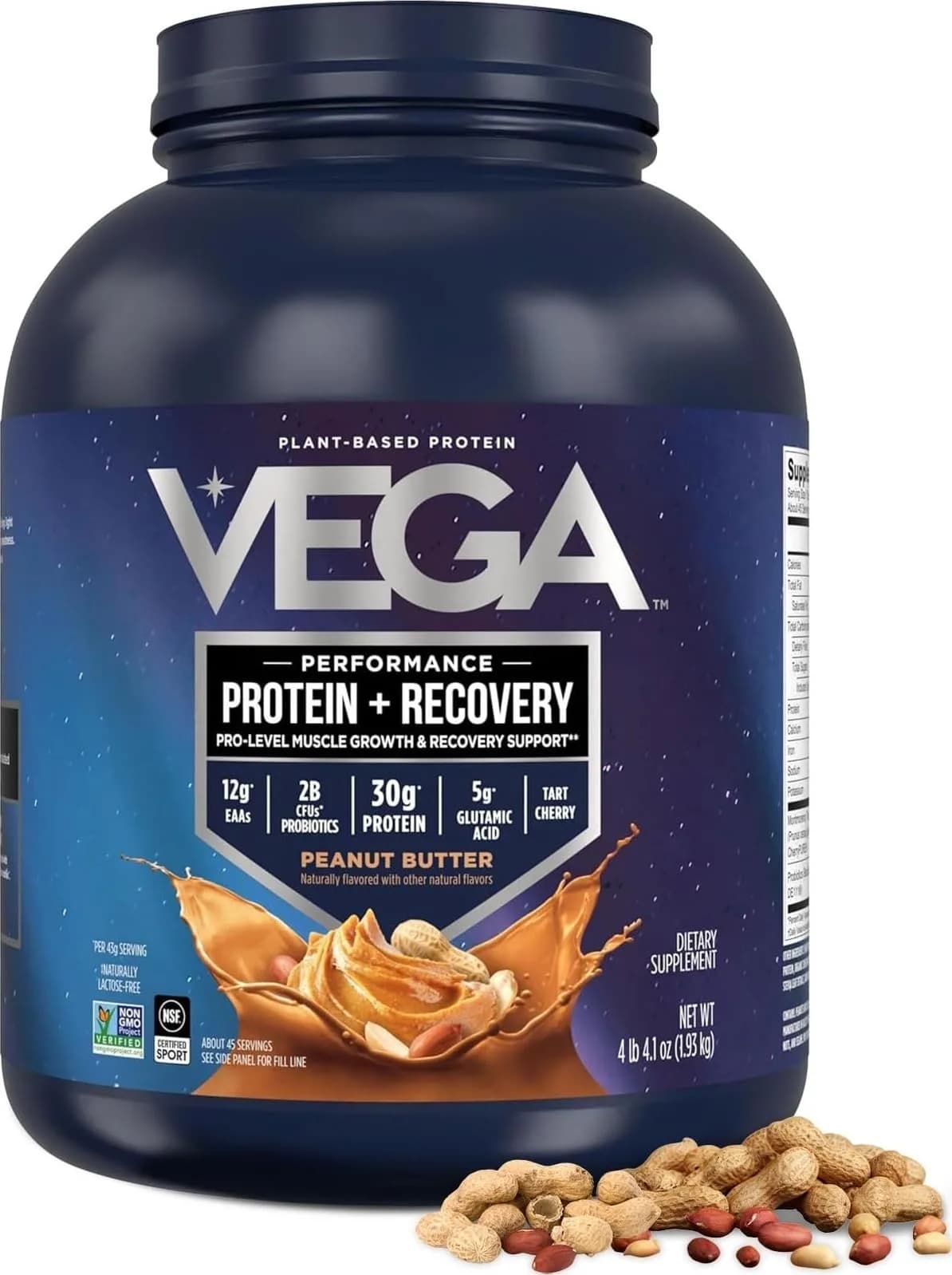 Vega PEANUT BUTTER protein powder tub Plant 45 servings