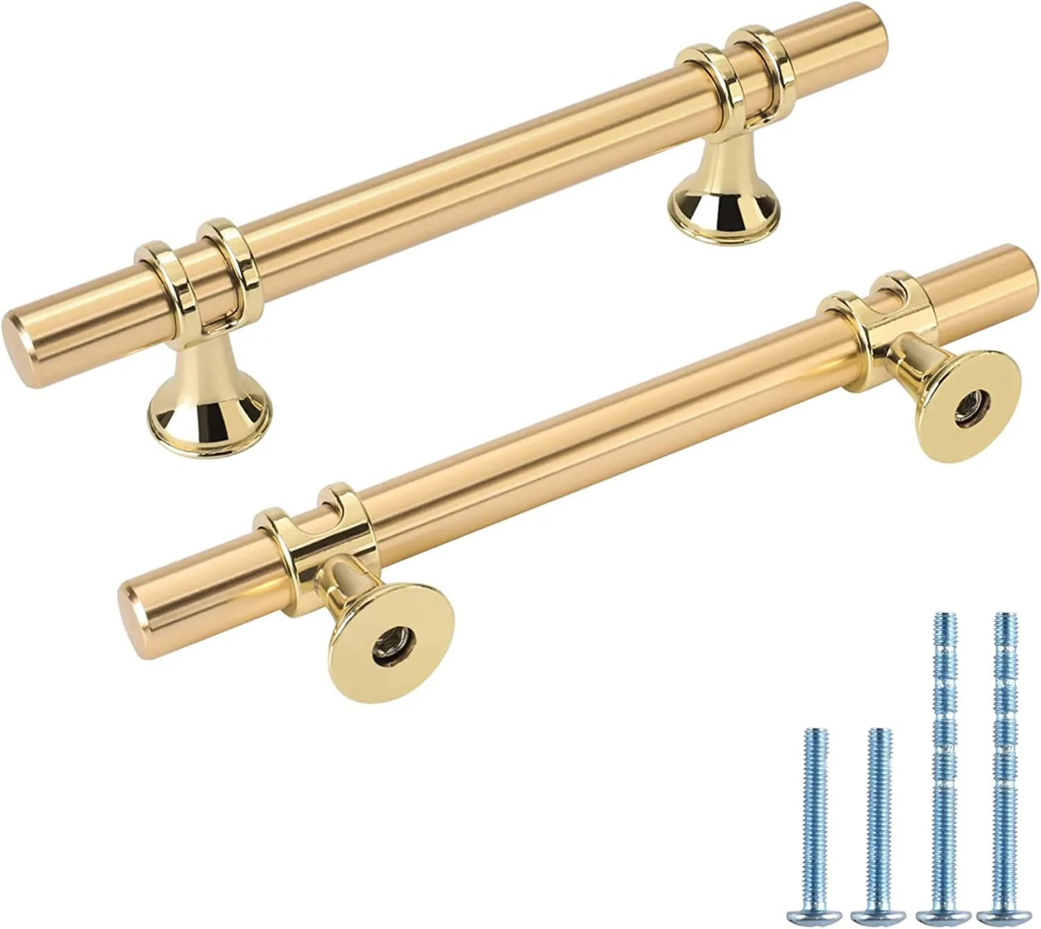 Leulan Gold Cabinet Pulls 10 Pack 5 Inch (128mm) | Modern Brushed Gold Drawer Pulls for Kitchen & Bathroom — Gold / Hole Center:3-3/4 Inch (96mm)
