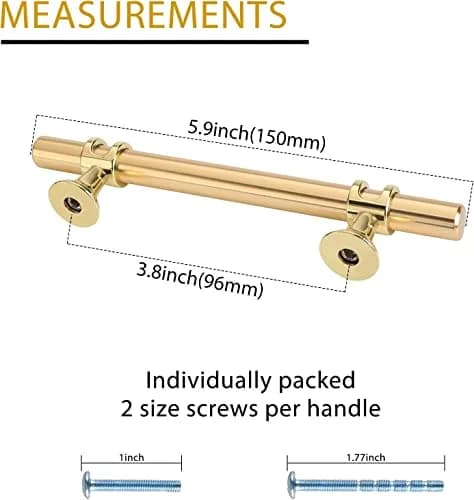 Leulan Gold Cabinet Pulls 96mm (3.75 Inch) | Solid Zinc & Aluminum Alloy Hardware thumbnail 2