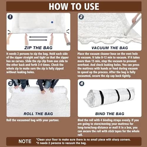 VacPack Twin Mattress Vacuum Bag for Moving Storage Shipping | Heavy Duty 4 Mil Plastic (Twin) thumbnail 4