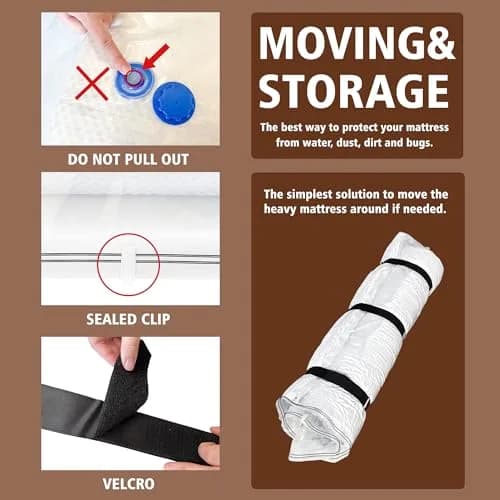 VacPack Twin Mattress Vacuum Bag for Moving Storage Shipping | Heavy Duty 4 Mil Plastic (Twin) thumbnail 6
