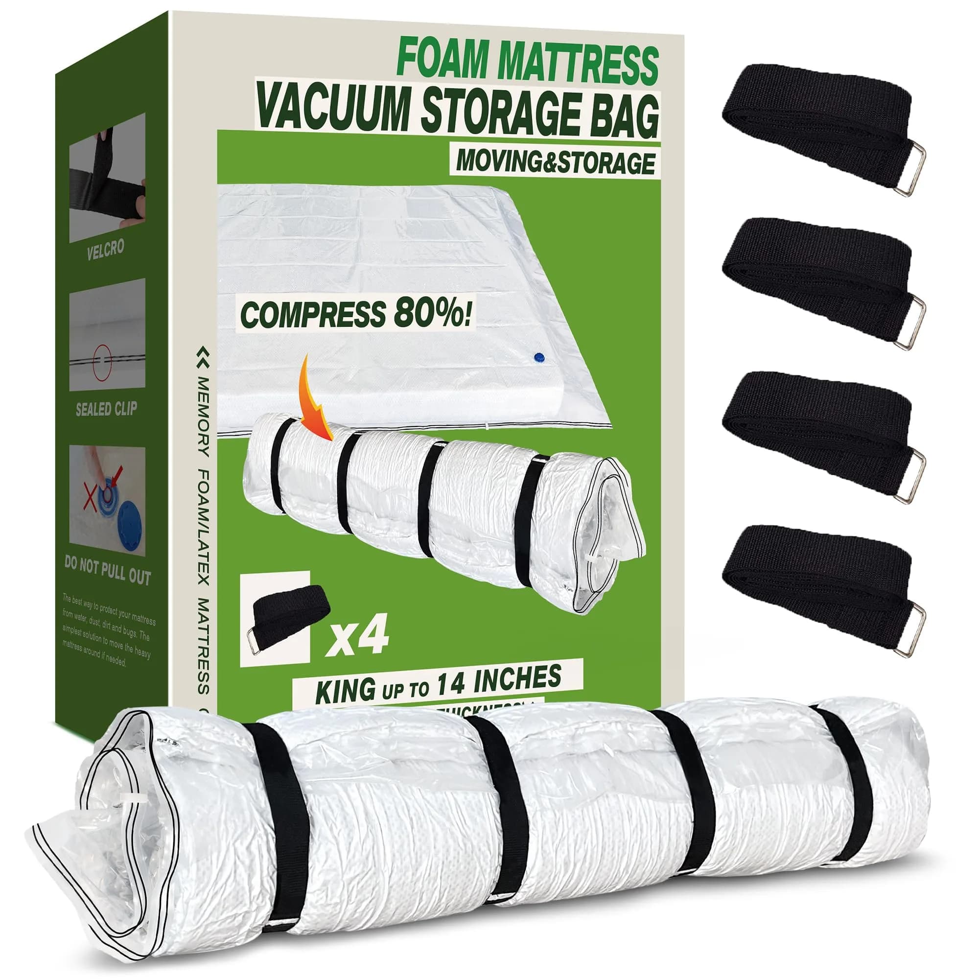 King Mattress Vacuum Bag for Moving Storage | Compress & Protect Up to 14 Thick Mattress - main product image