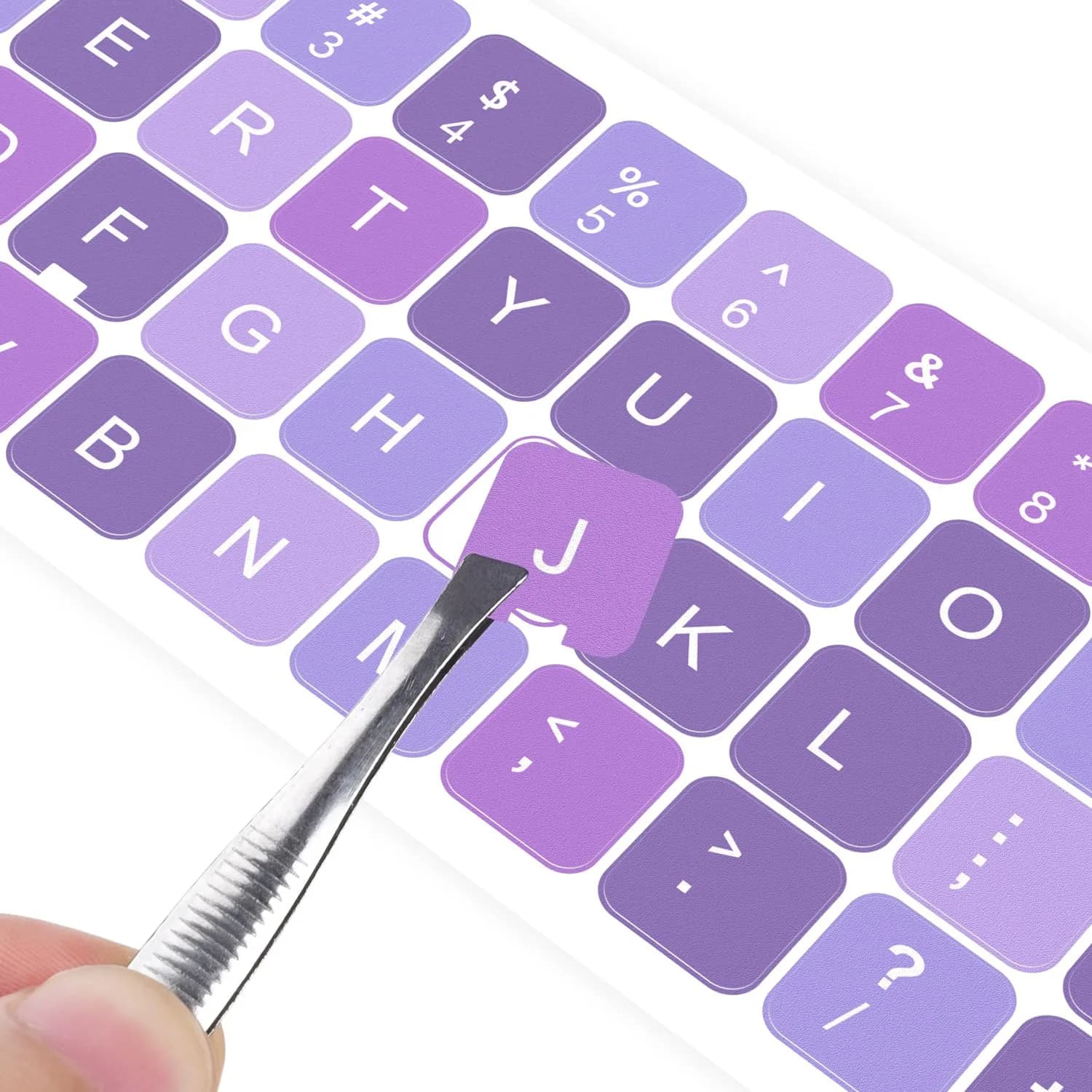DAMMOMKO English Keyboard Stickers for Laptop & Desktop - Purple/White Letters (2-Pack, 180mm x 65mm) — English-purple/White