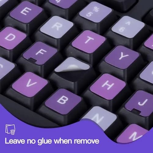 DAMMOMKO English Keyboard Stickers for Laptop & Desktop - Purple/White Letters (2-Pack, 180mm x 65mm) thumbnail 4