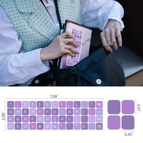 DAMMOMKO English Keyboard Stickers for Laptop & Desktop - Purple/White Letters (2-Pack, 180mm x 65mm) thumbnail 3