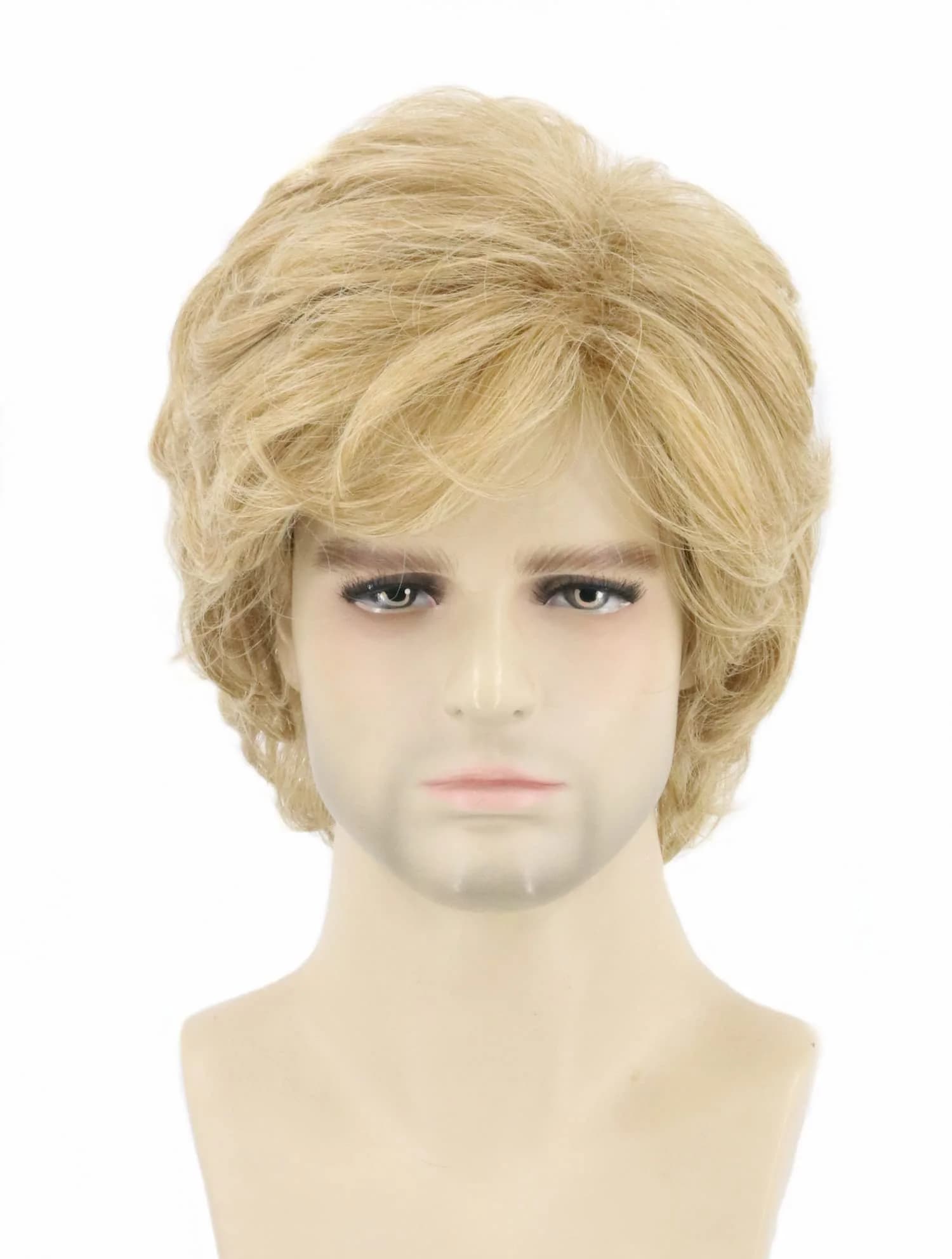 Topcosplay Men's Black Short Wavy Shaggy Cosplay Wig | 10 inch (25.4 cm) — Blonde